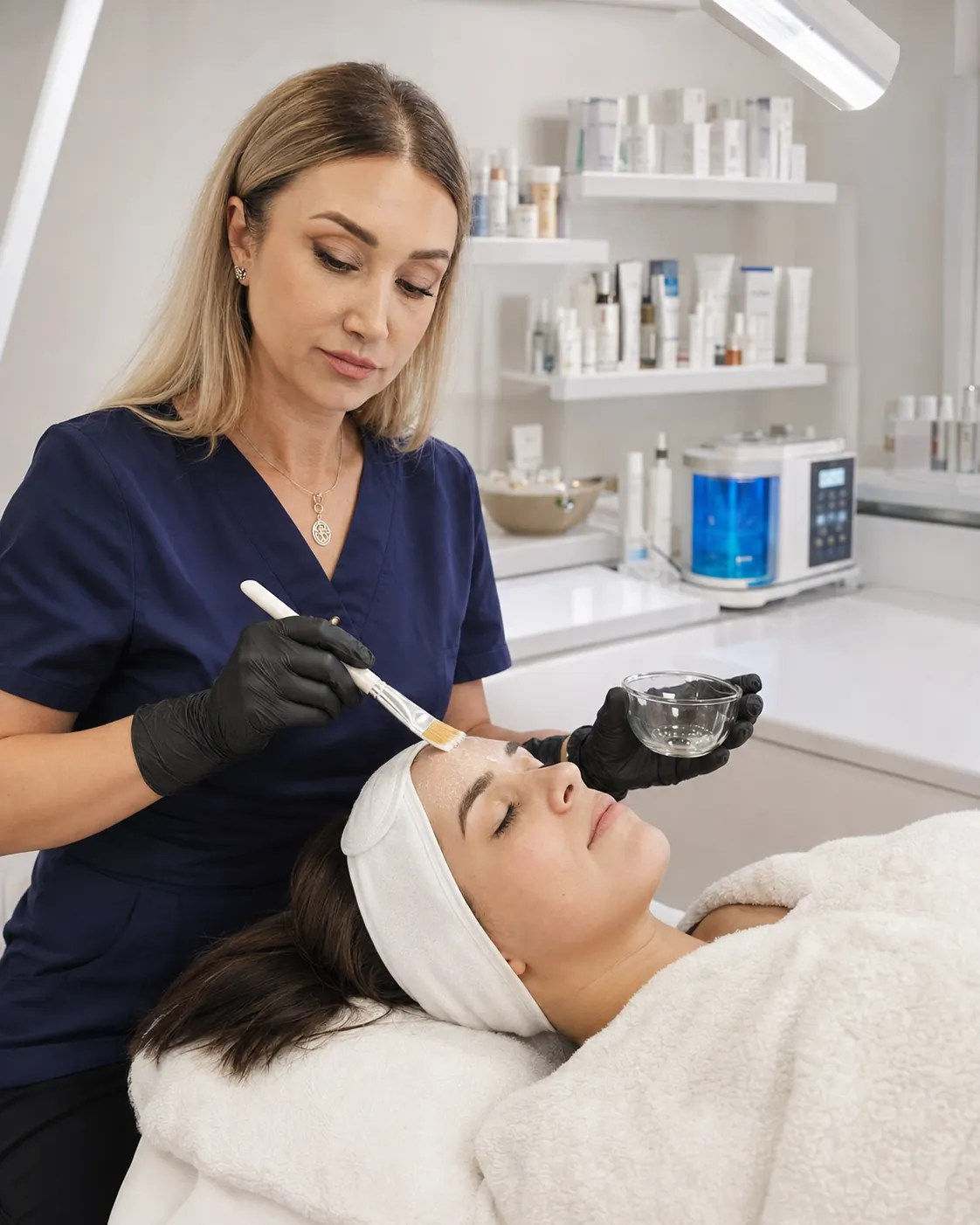 Nico realizează un tratament facial personalizat în salon